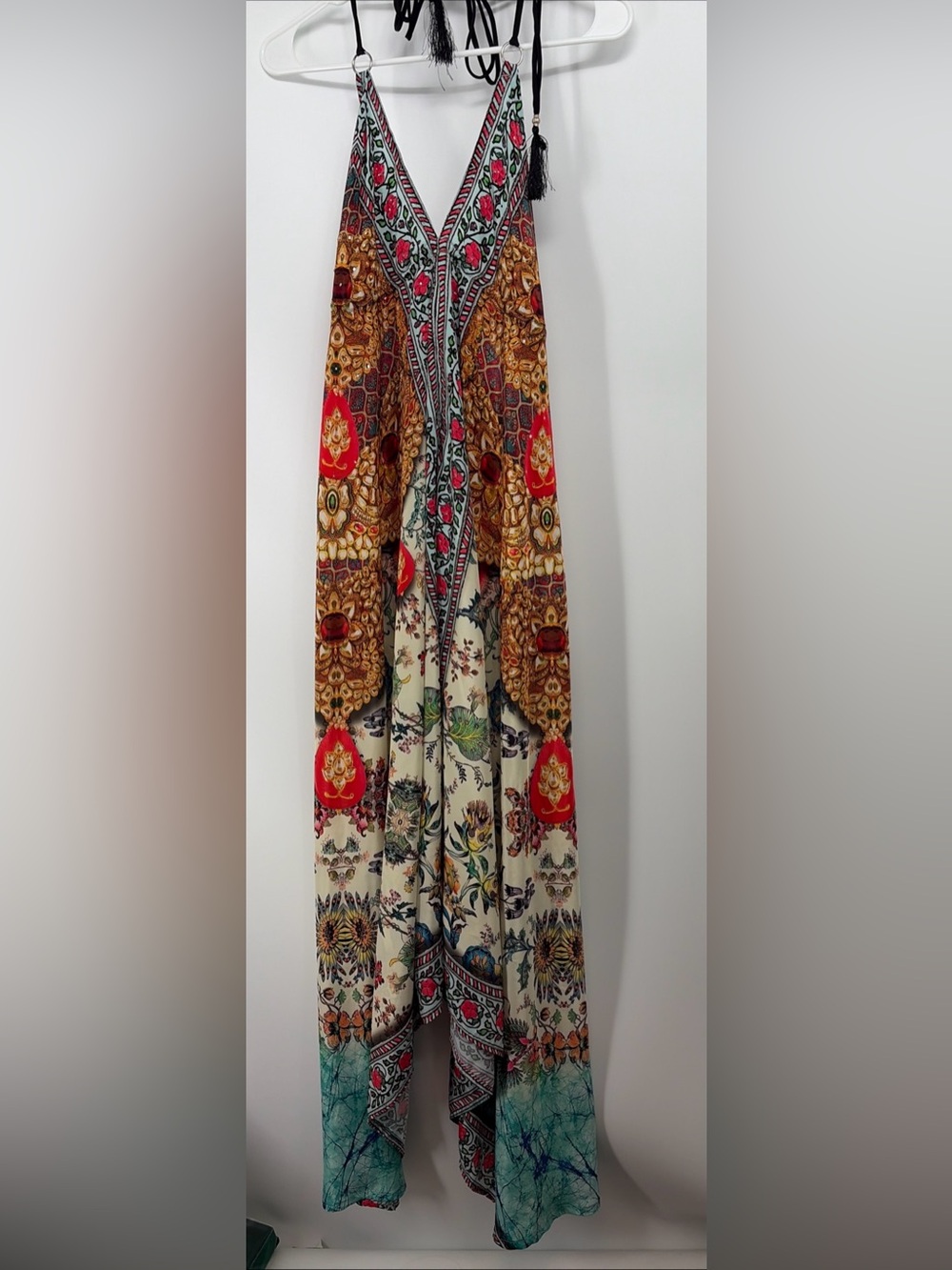 Asha Satin Maxi Dress Asymmetrical Coverup One Size